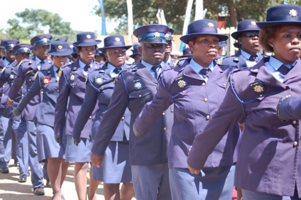 Men and women in blue parade at the recent SOPA
